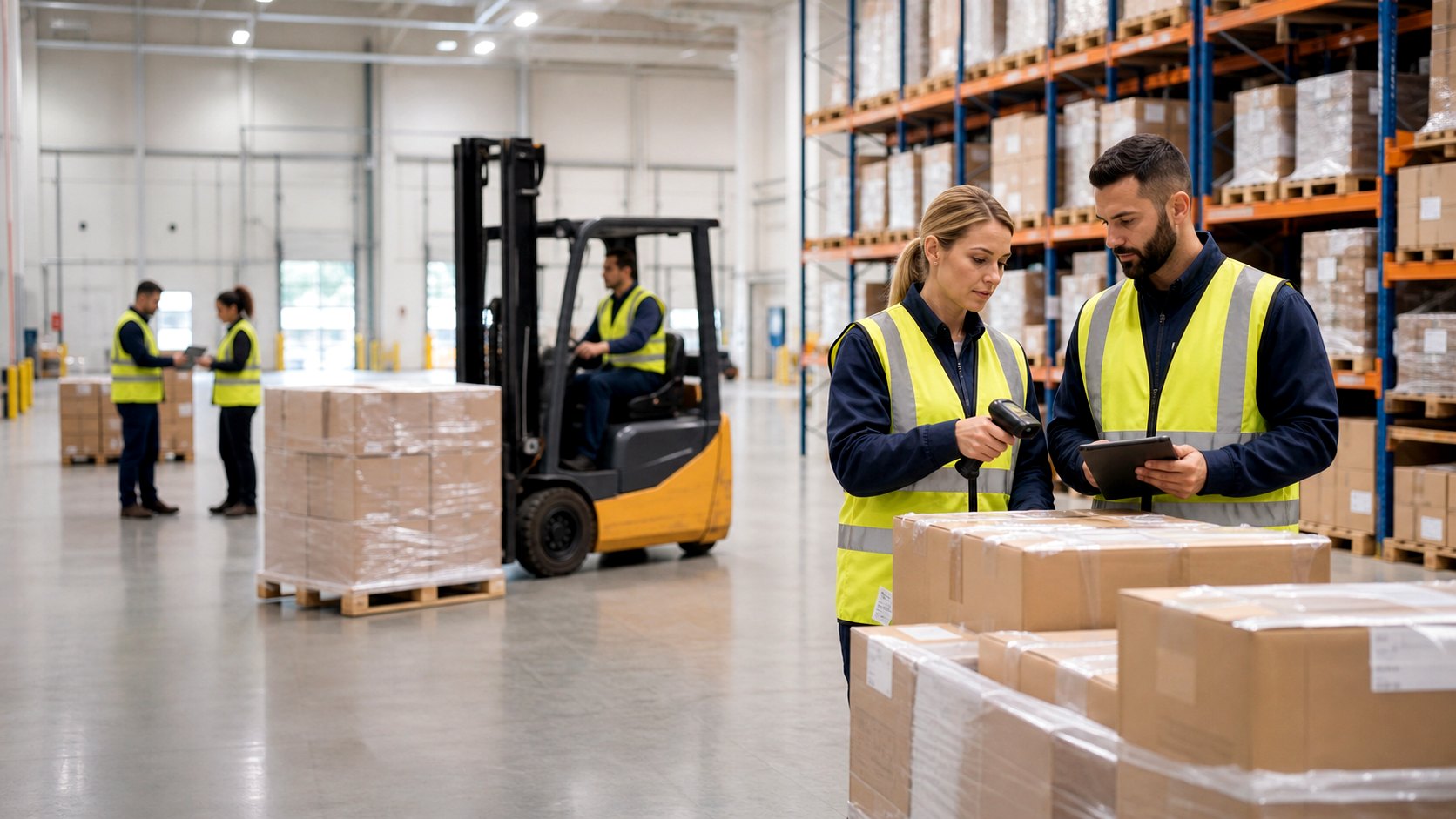 Professionelles Team in moderner Lagerlogistik